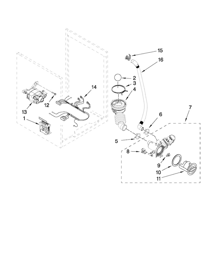 Pump And Motor Parts Diagram and Parts List for MHWE450WR02  Maytag Washer