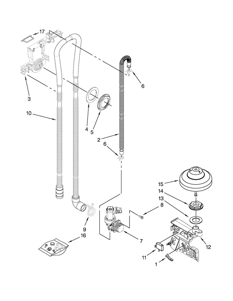 Fill, Drain And Overfill Parts Diagram and Parts List for MDB7749SBM3  Maytag Dishwasher