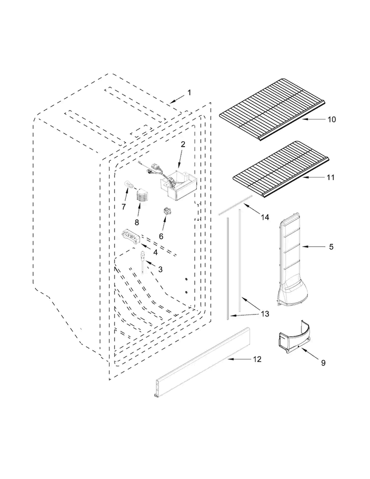 Liner Parts Diagram and Parts List for AZF33X16DW00  Amana Freezer