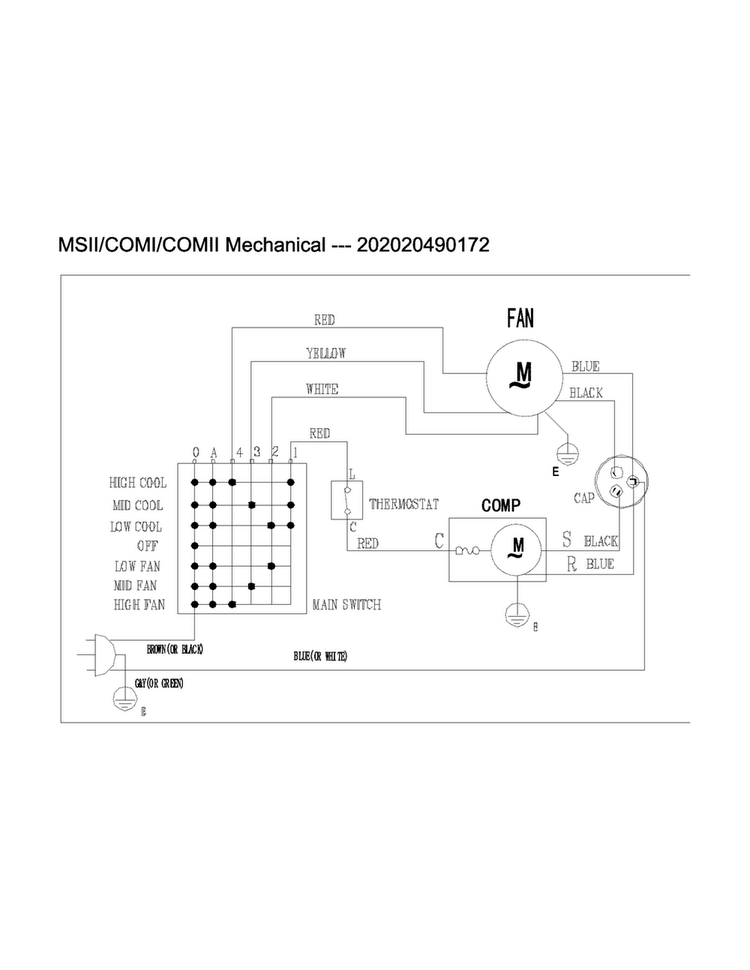 Wiring Diagram Diagram and Parts List for CAE8MR410A20  Crosley Air Conditioner