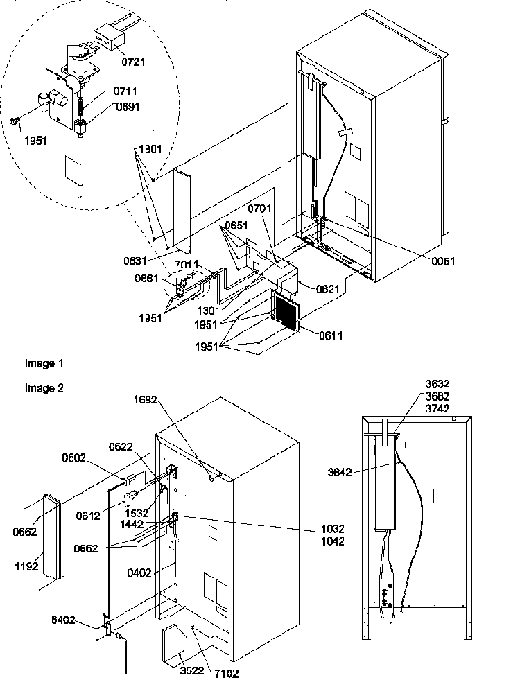 Cabinet Back Diagram and Parts List for TX19V2E-P1315801WE  Amana Refrigerator