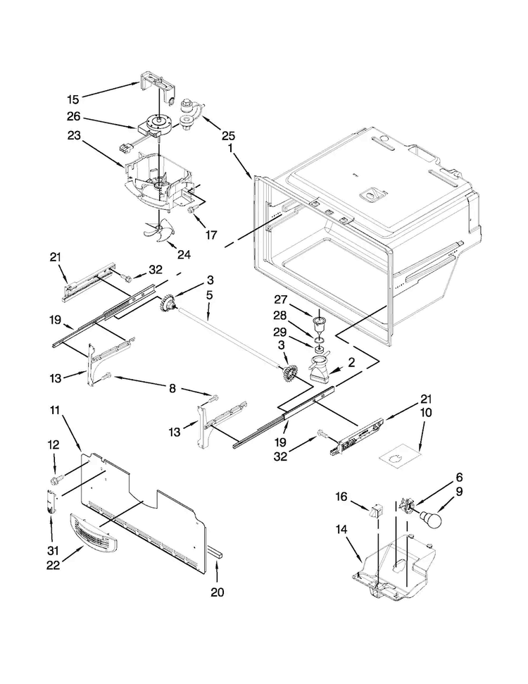 Freezer Liner Parts Diagram and Parts List for MFI2269VEM9  Maytag Refrigerator