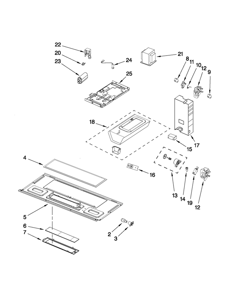 Interior And Ventilation Parts Diagram and Parts List for MMV1164WB0  Maytag Microwave