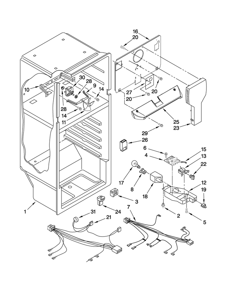 Liner Parts Diagram and Parts List for M5TXDWFXW00  Maytag Refrigerator