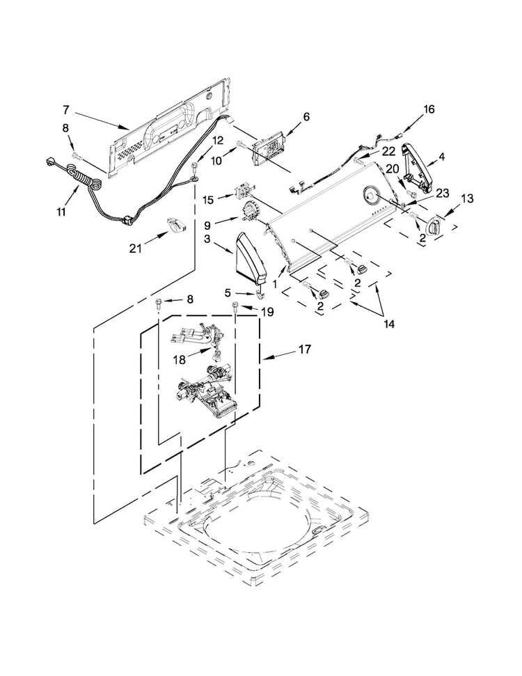 Controls And Water Inlet Parts Diagram and Parts List for CAW9244BW0  Crosley Washer