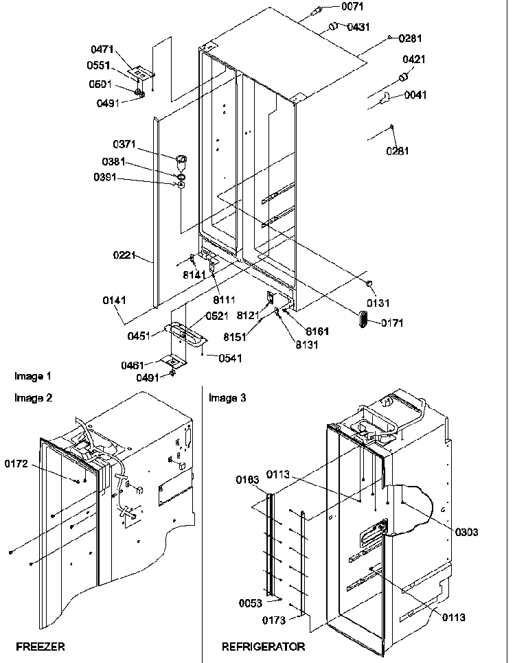Cabinet Parts Diagram and Parts List for SQD25TW-P1190427WW  Amana Refrigerator
