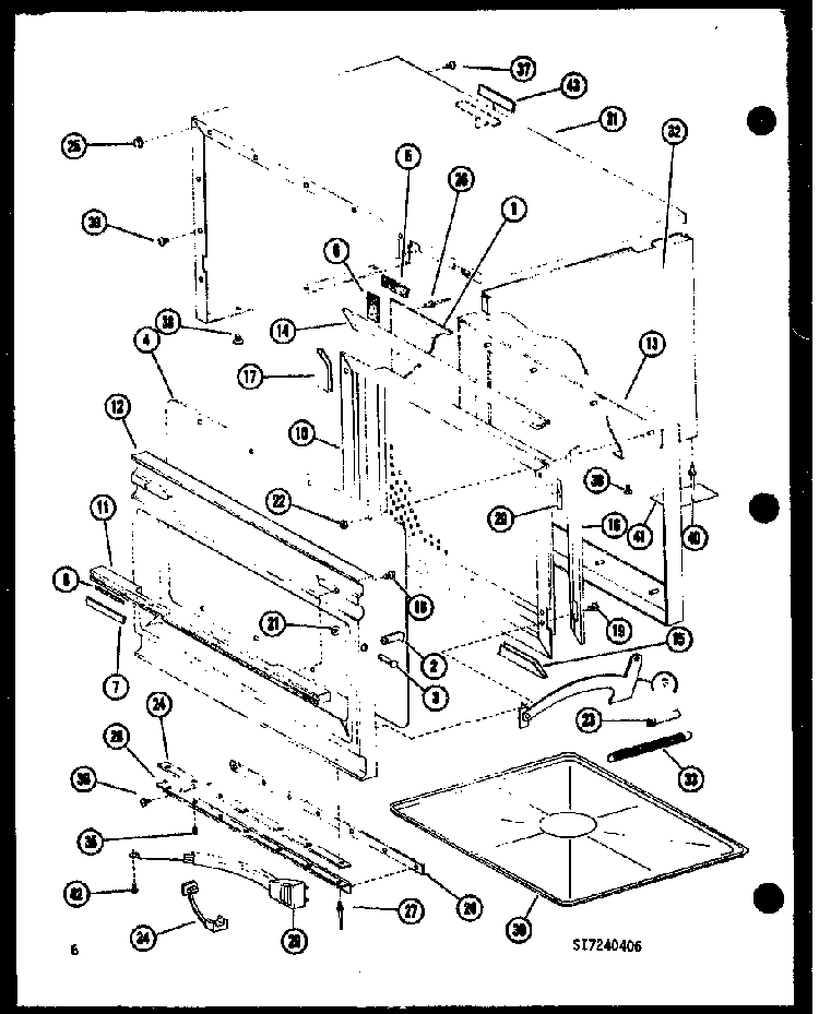 Outer Cabinet Diagram and Parts List for RRL-9A P74705-1M Amana Microwave