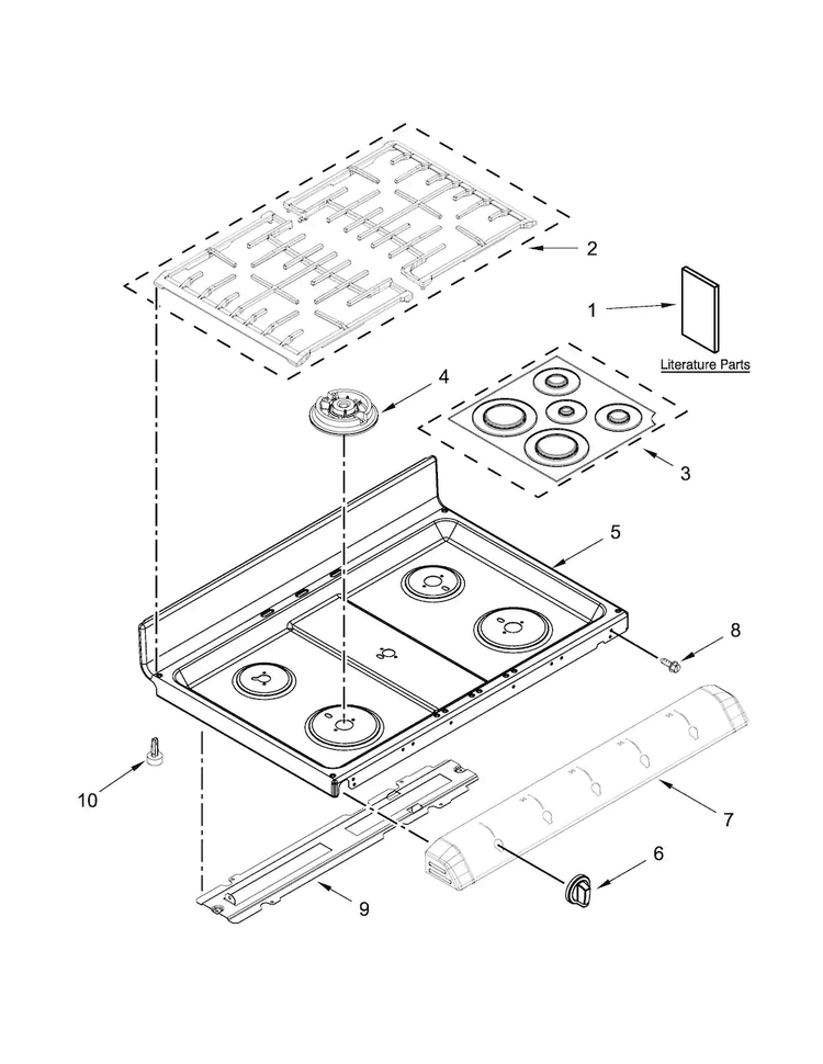 Cooktop Parts Diagram and Parts List for MGT8720DE05  Maytag Range