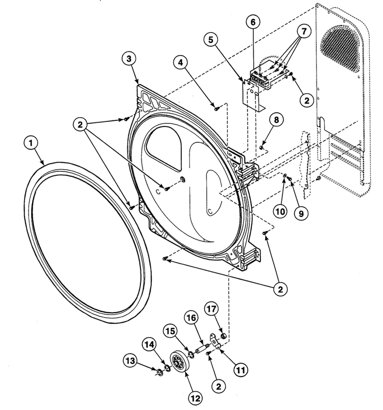 Roller Assy Diagram and Parts List for SDE407WF  Speed Queen Dryer