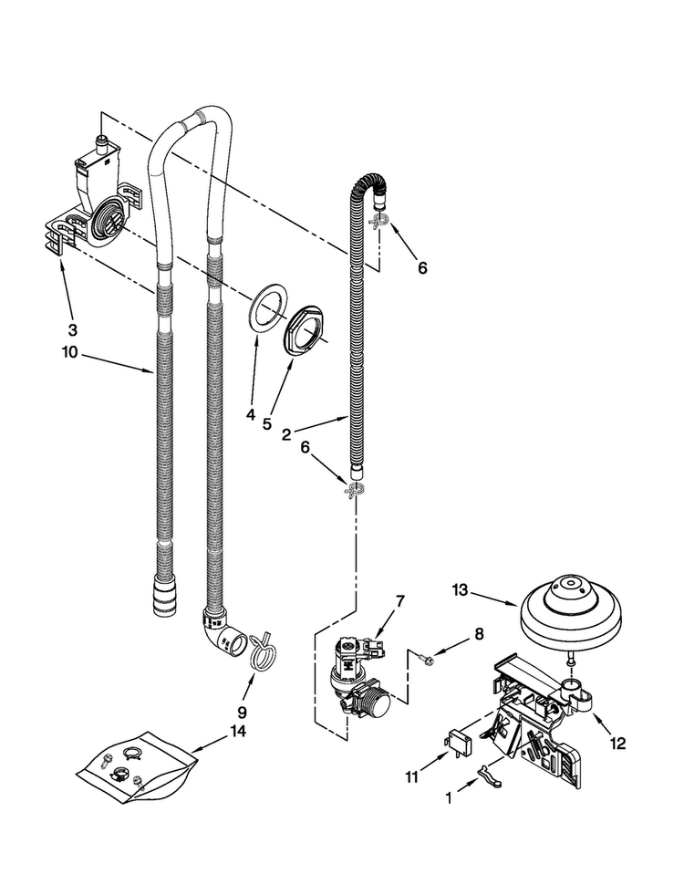 Fill, Drain And Overfill Parts Diagram and Parts List for MDB6769PAQ0  Maytag Dishwasher