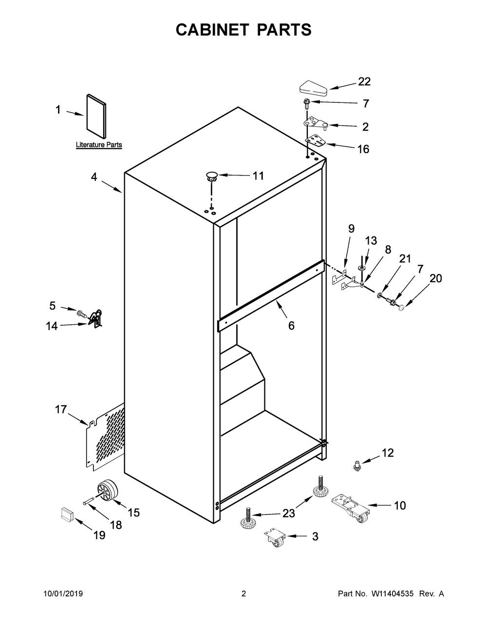Cabinet Parts Diagram and Parts List for MRT118FFFZ05  Maytag Refrigerator