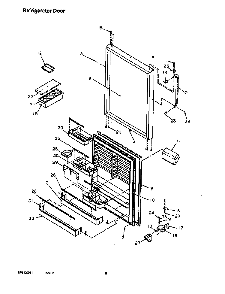 Refrigerator Door Diagram and Parts List for TR22S4E-P1196203WE  Amana Refrigerator