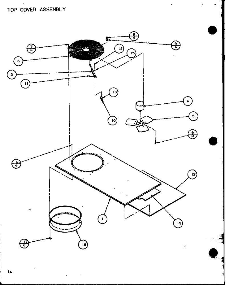 Top Cover Assembly 1 Diagram and Parts List for LOK501A P6484101C Amana Air Conditioner