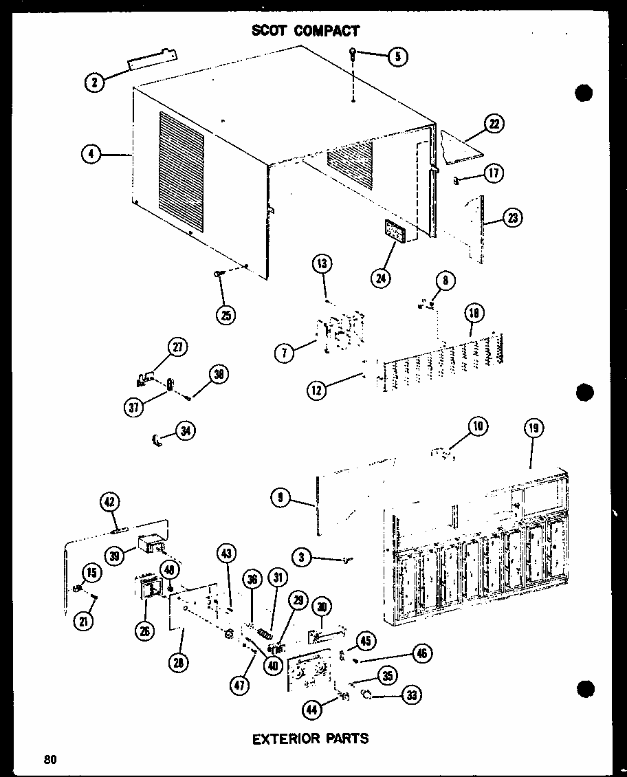 Exterior Parts Diagram and Parts List for 109-2J P54390-97R Amana Air Conditioner