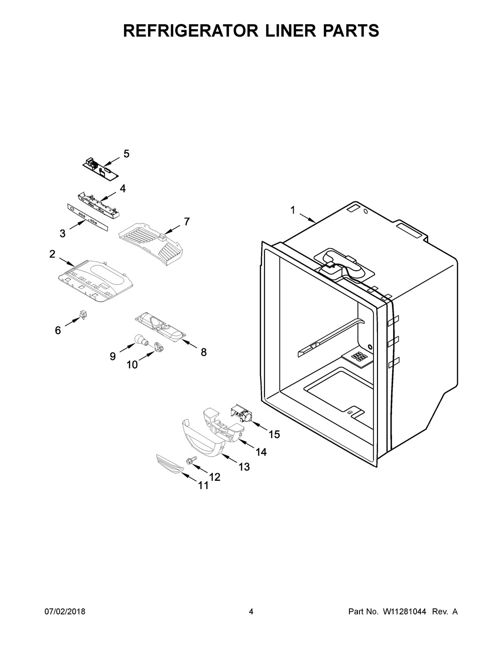 Refrigerator Liner Parts Diagram and Parts List for MBF1958FEZ02  Maytag Refrigerator