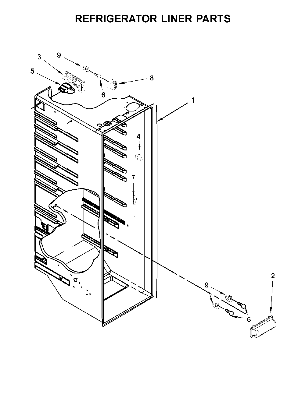 Refrigerator Liner Parts Diagram and Parts List for 10641179710  Kenmore Refrigerator