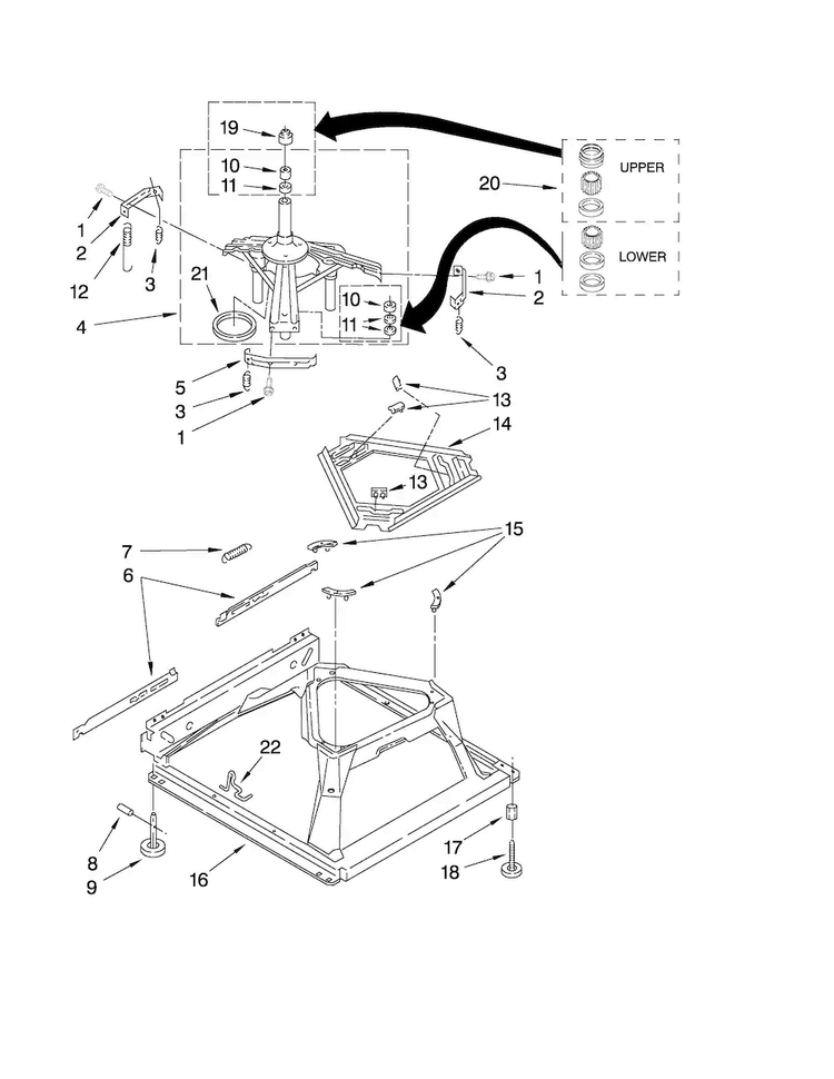 Machine Base Parts Diagram and Parts List for ATW4475VQ1  Admiral Washer