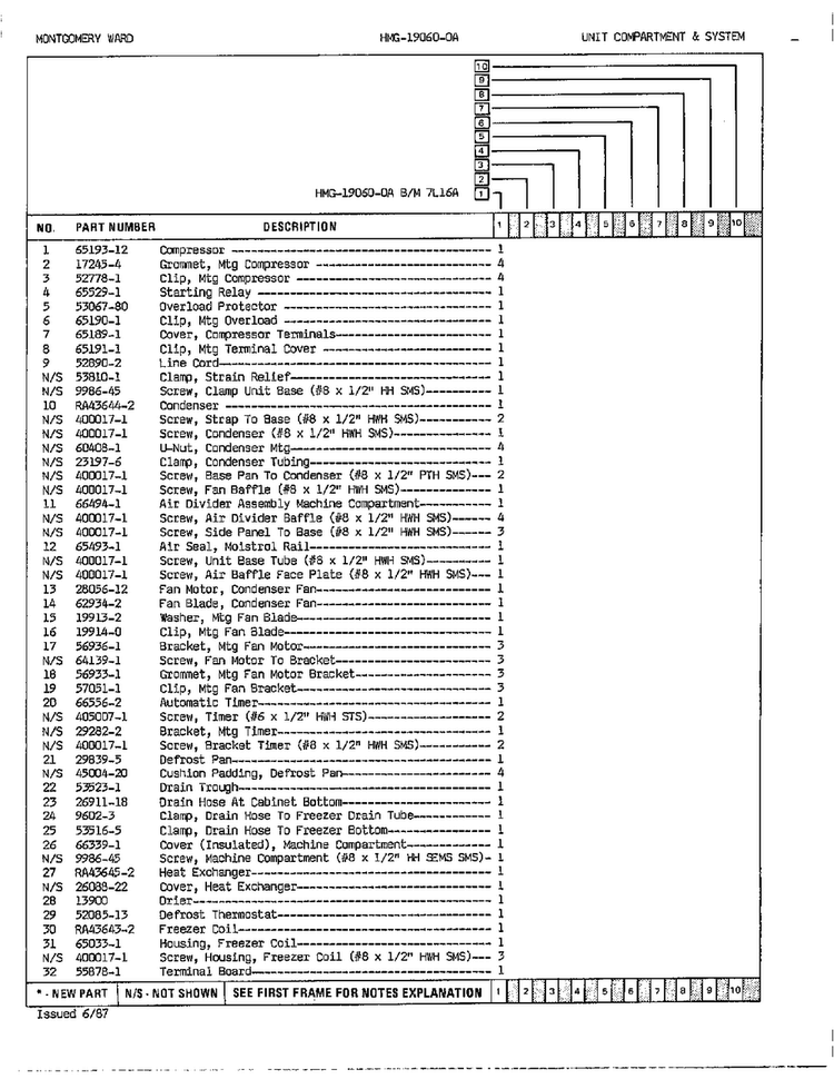 Unit Compartment And System Page 2 Diagram and Parts List for 19060A  Admiral Refrigerator