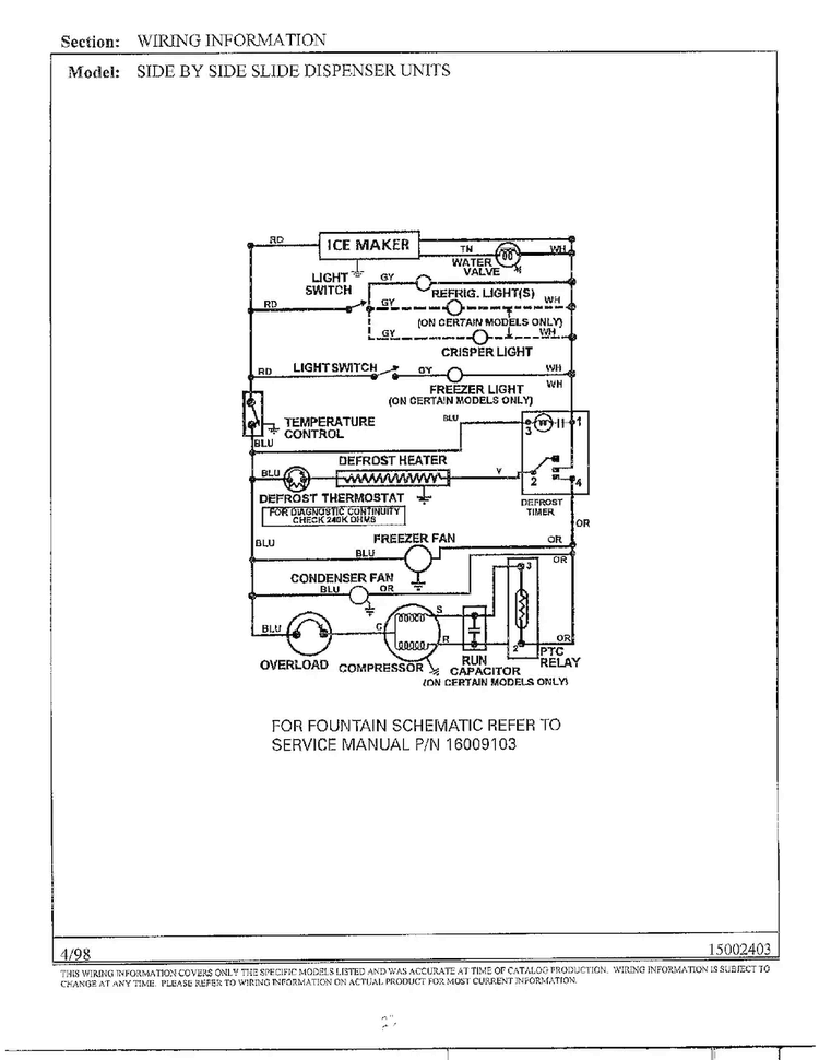 Wiring Information Diagram and Parts List for HMG611390  Admiral Refrigerator