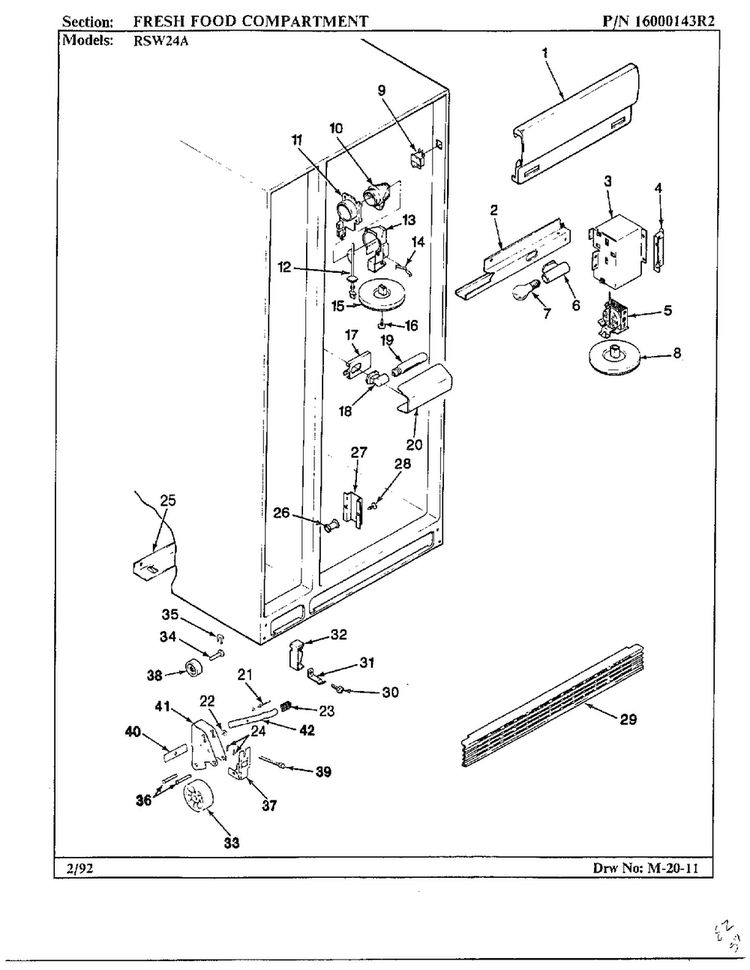 Fresh Food Compartment Diagram and Parts List for 24712  Maytag Refrigerator