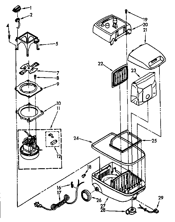 Vacuum Cleaner Parts Diagram and Parts List for 1162525080  Kenmore Canister Vacuum
