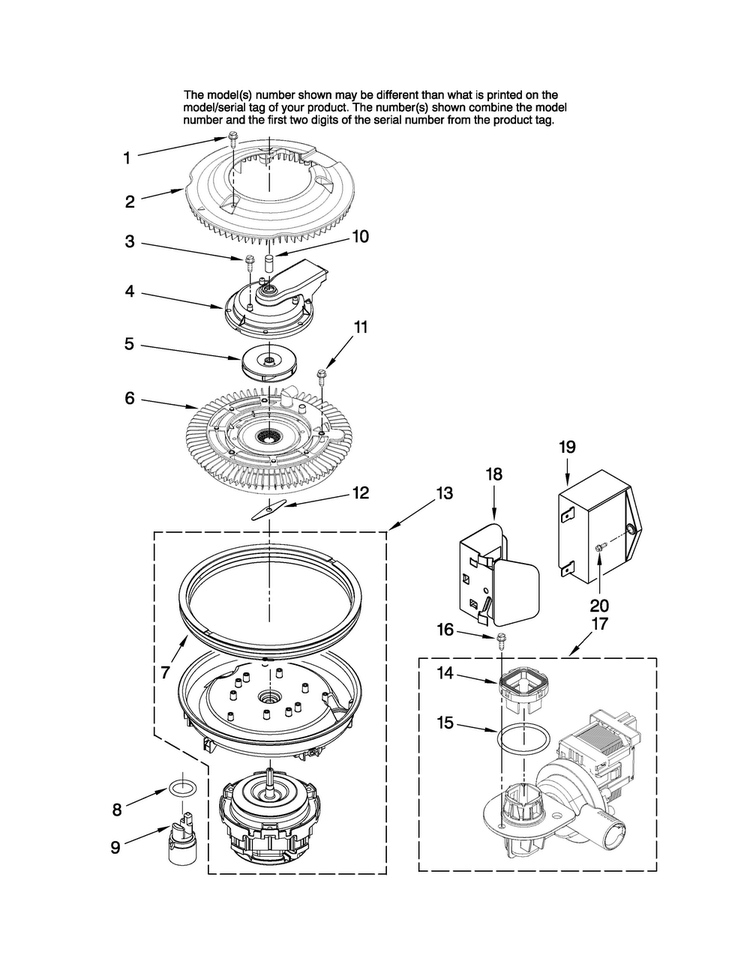 Pump And Motor Parts Diagram and Parts List for MDBH968AWB3  Maytag Dishwasher