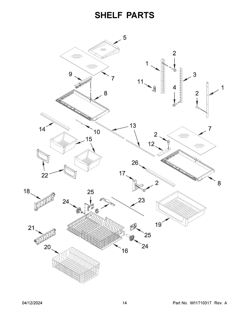 Shelf Parts Diagram and Parts List for MBF1958FEZ08  Maytag Refrigerator