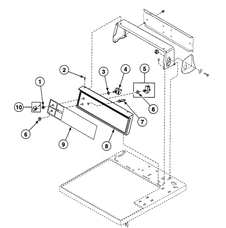Control Panel Diagram and Parts List for SDG109WF99L6  Speed Queen Dryer