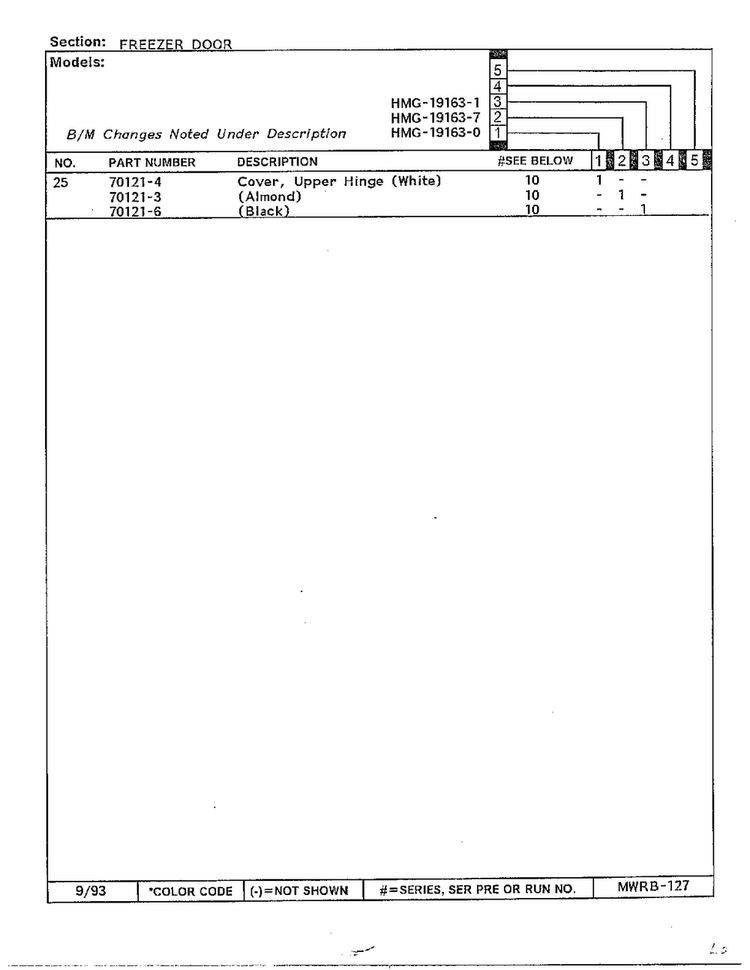 Freezer Door Page 3 Diagram and Parts List for 19163-0A  Admiral Refrigerator