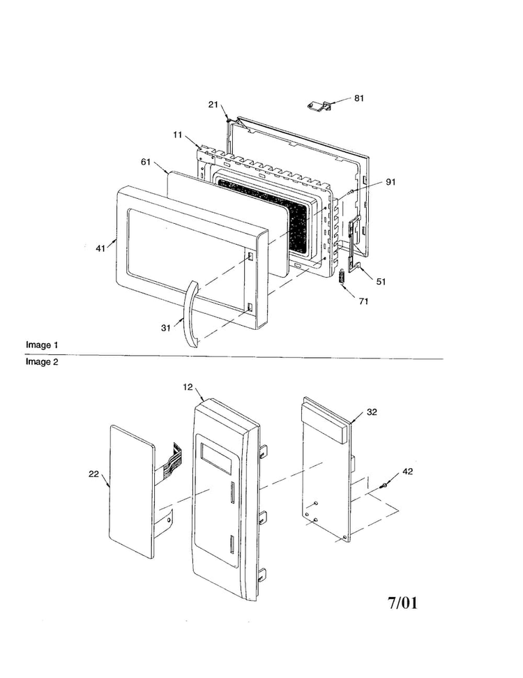 Door And Controller Diagram and Parts List for ACM1580AC-PACM1580AC0  Amana Microwave