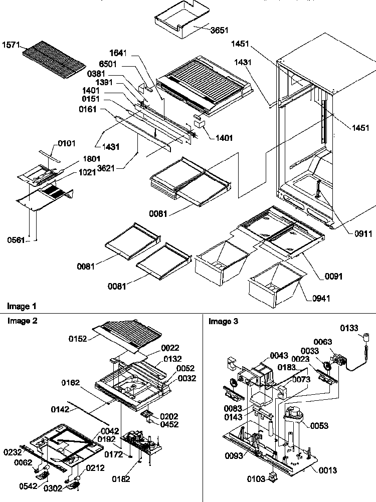 Interior Cabinet And Drain Block Assembly Diagram and Parts List for TGI18V1L-P1310801WL  Amana Refrigerator