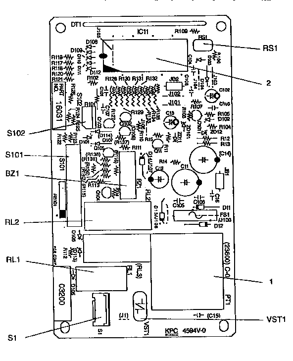 Power And Control Circuit Board Diagram and Parts List for 56566300691  Kenmore Microwave