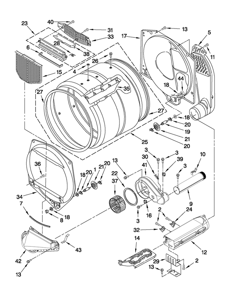 Bulkhead Parts Diagram and Parts List for MDE17CSBGW1  Maytag Dryer