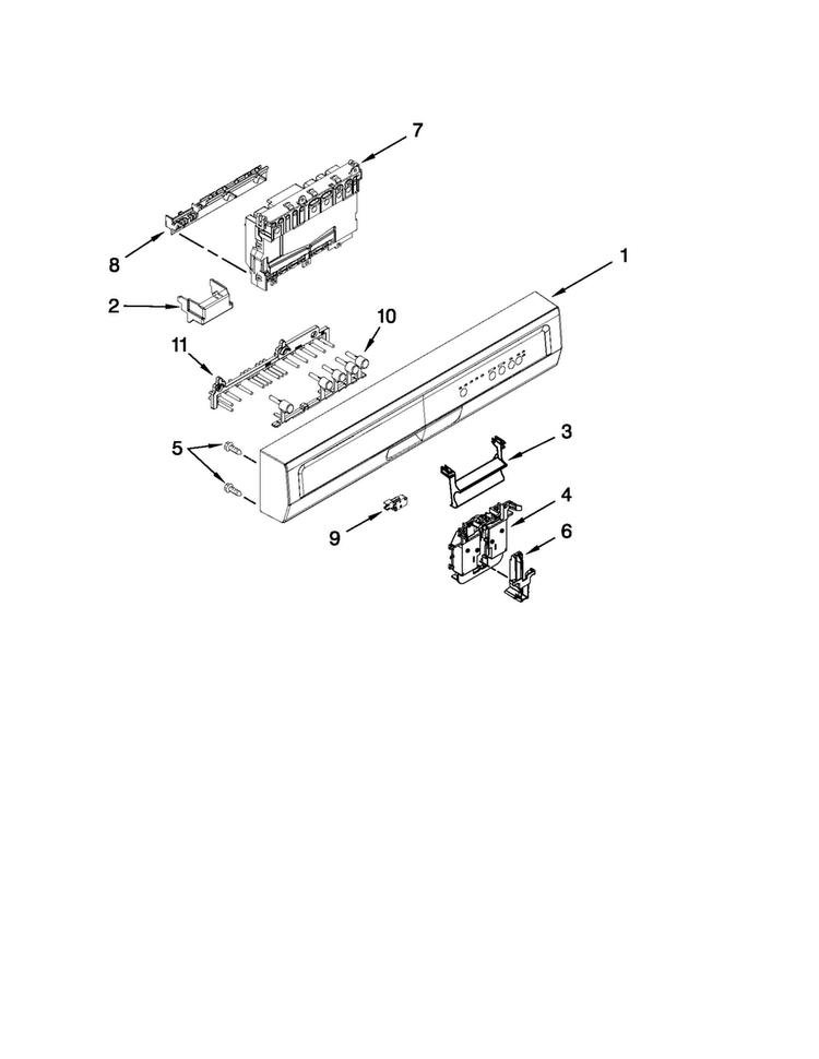 Control Panel And Latch Parts Diagram and Parts List for ADB1400PYB0  Amana Dishwasher