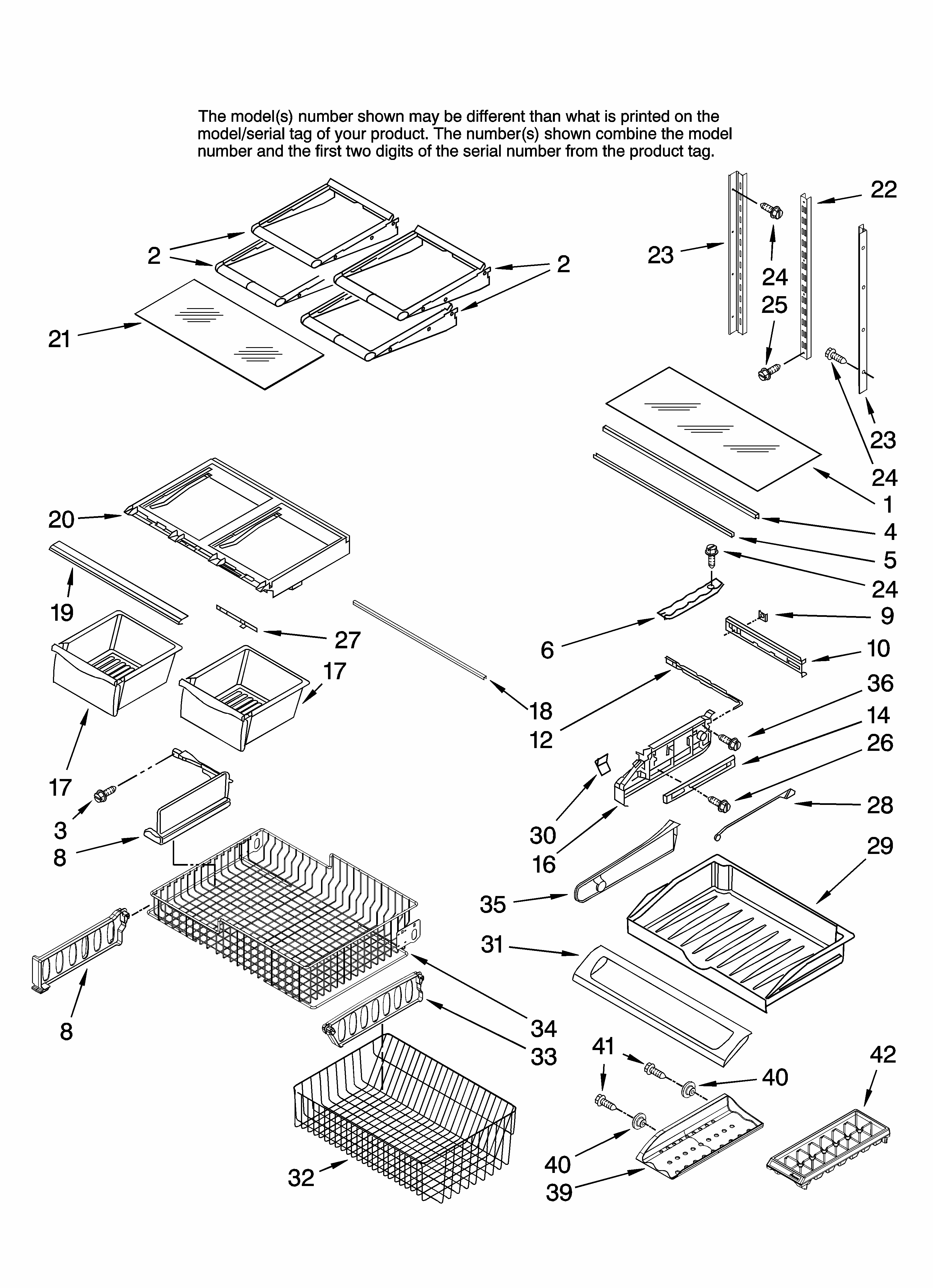 Shelf Parts Diagram and Parts List for G32526PEKB12  Maytag Refrigerator