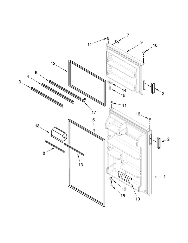 Door Parts Diagram and Parts List for ART348FFFB00  Amana Refrigerator