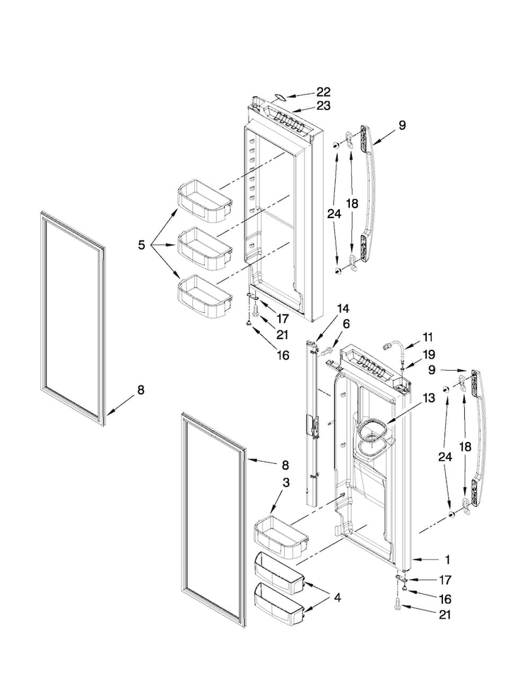 Refrigerator Door Parts Diagram and Parts List for MFI2665XEB6  Maytag Refrigerator