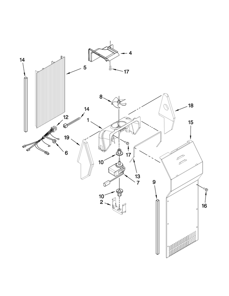 Air Flow Parts Diagram and Parts List for MCD2358WEW01  Maytag Refrigerator