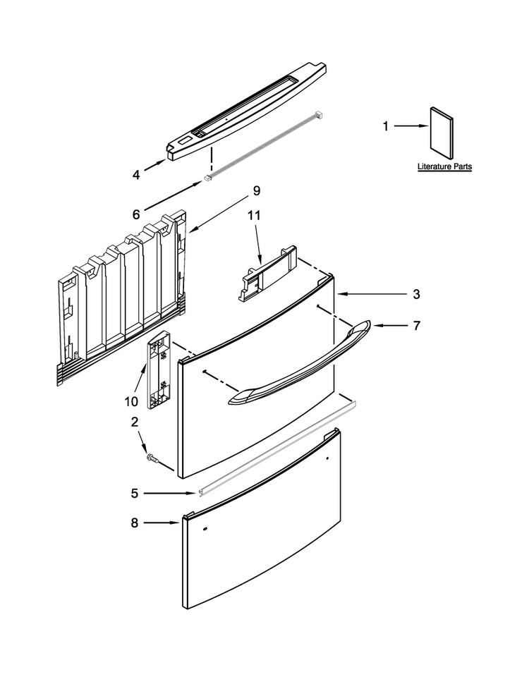 Front Panel Parts Diagram and Parts List for MDD8000AWS3  Maytag Dishwasher