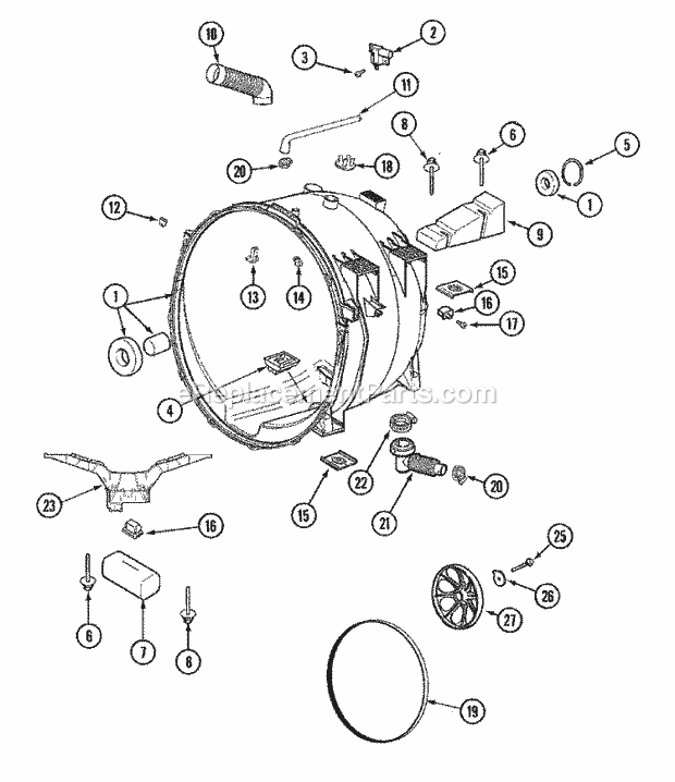 OUTER TUB Diagram and Parts List for MAH6500AWW  Maytag Washer