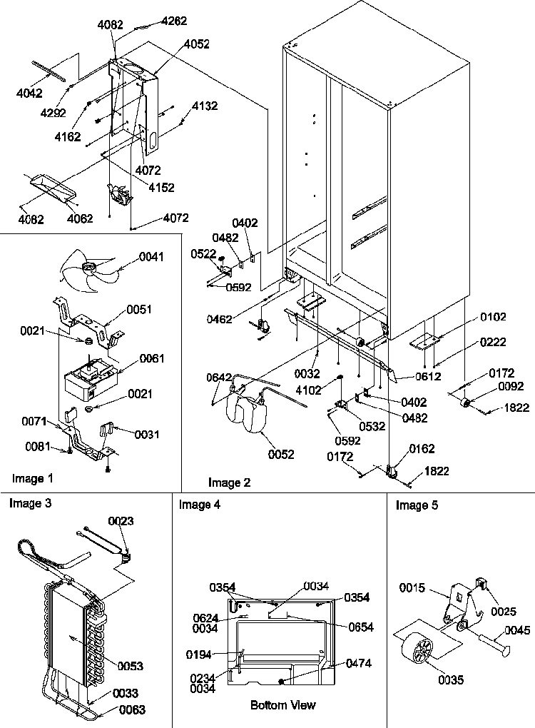 Drain System, Rollers, And Evaporator Diagram and Parts List for GSGD21B-P1193905WW  Amana Refrigerator