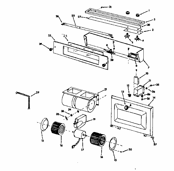 Light, Lens & Blower Assembly Diagram and Parts List for 8505247220  Kenmore Range Hood