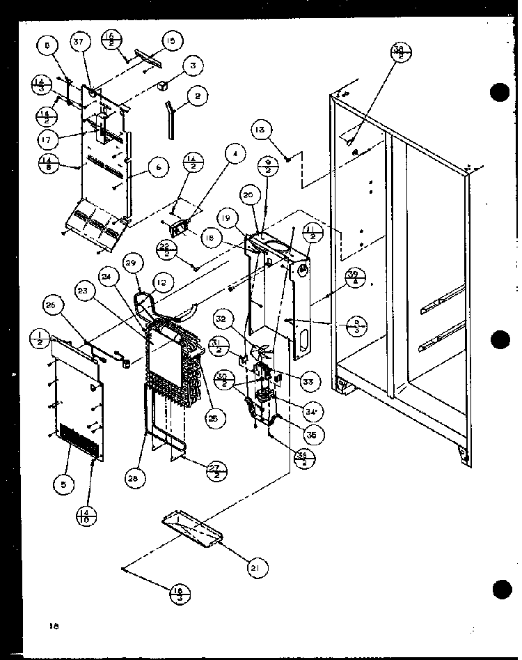Freezer Evaporator And Air Handling Diagram and Parts List for SZ25MP2W-P1154904WW  Amana Refrigerator