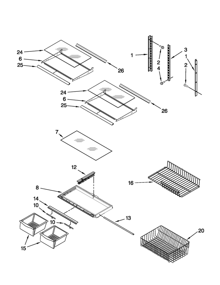 Shelf Parts Diagram and Parts List for ABB1921WEW1  Amana Refrigerator