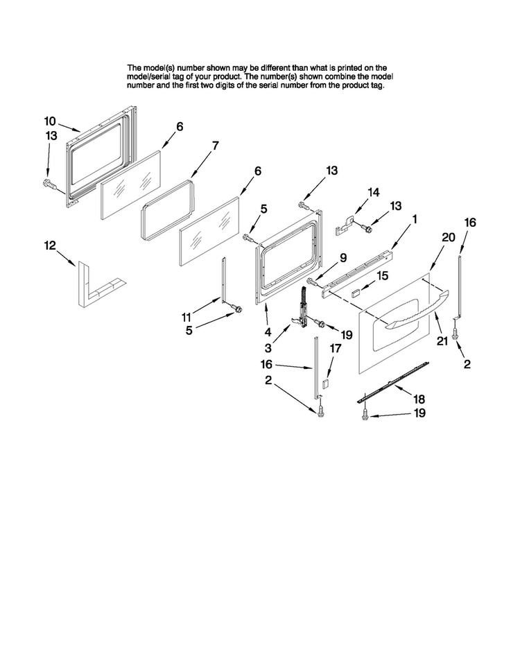 Door Parts Diagram and Parts List for MER5765RAS1  Maytag Range