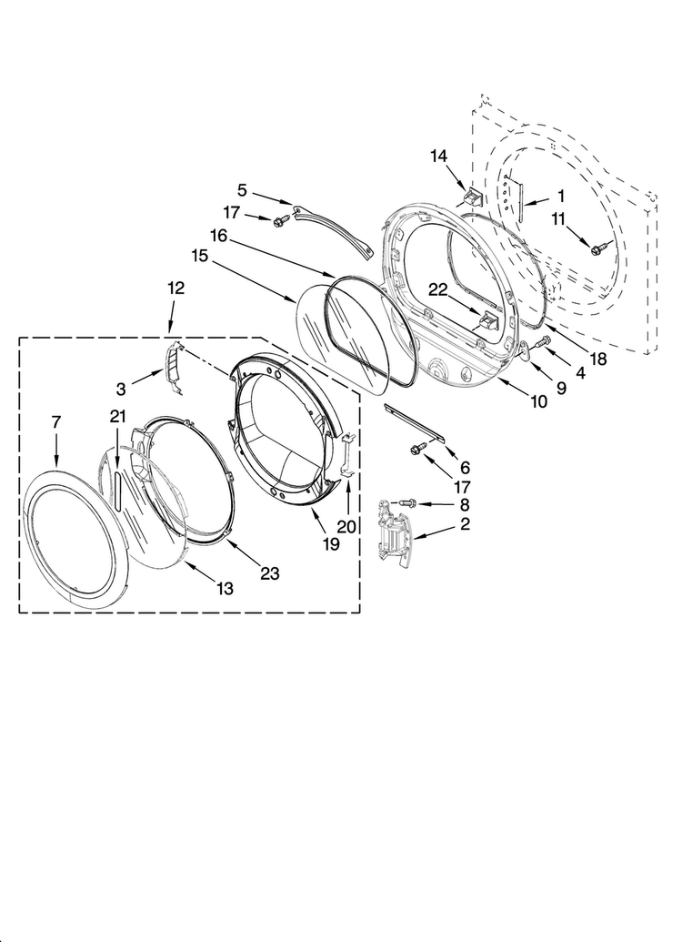 Door Parts, Optional Parts Diagram and Parts List for MGDE300VF0  Maytag Dryer