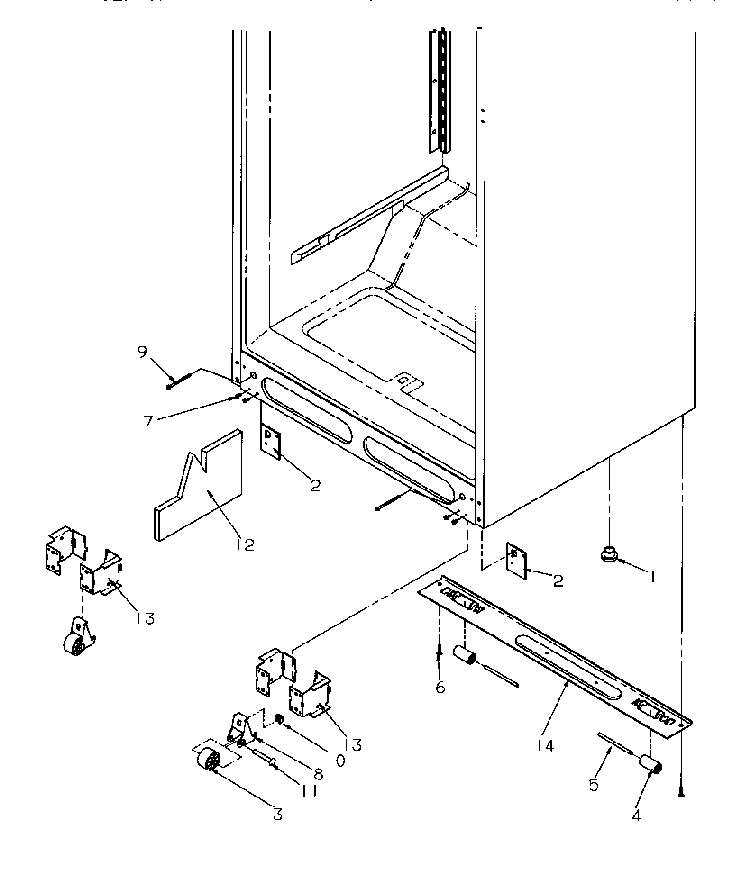 Cabinet Bottom Diagram and Parts List for TV18S4W-P1194902WW  Amana Refrigerator
