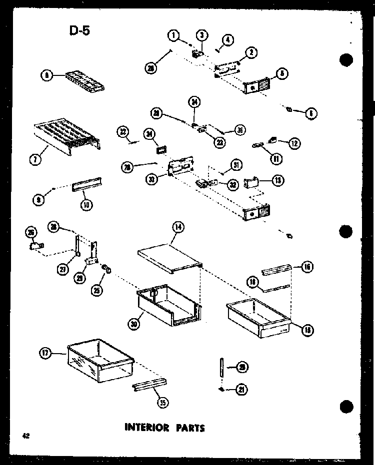 Interior Parts Diagram and Parts List for TC18F-G-P75288-5WG  Amana Refrigerator