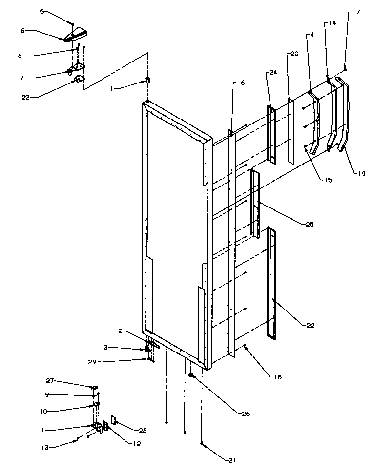 Refrigerator Door Hinge And Trim Parts Diagram and Parts List for SPD25QA3W-P1181321WW  Amana Refrigerator
