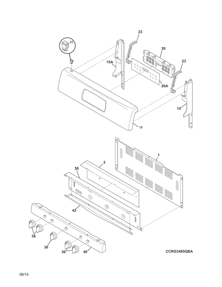 Backguard Diagram and Parts List for CRG3485QWA  Crosley Range